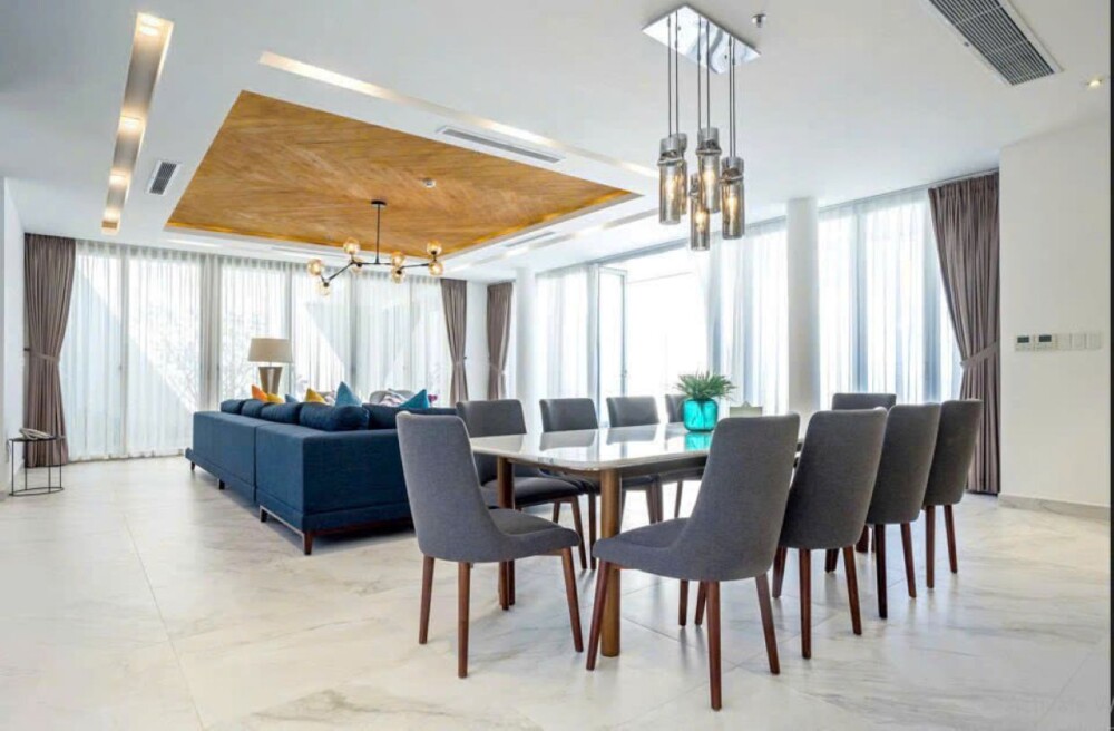 Phòng khách và khu vực ăn uống tại Odwin Villa Oceanami 5PN06