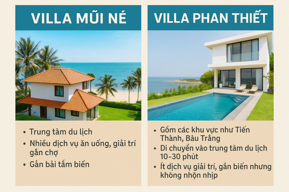 So sánh villa Mũi Né và Phan Thiết