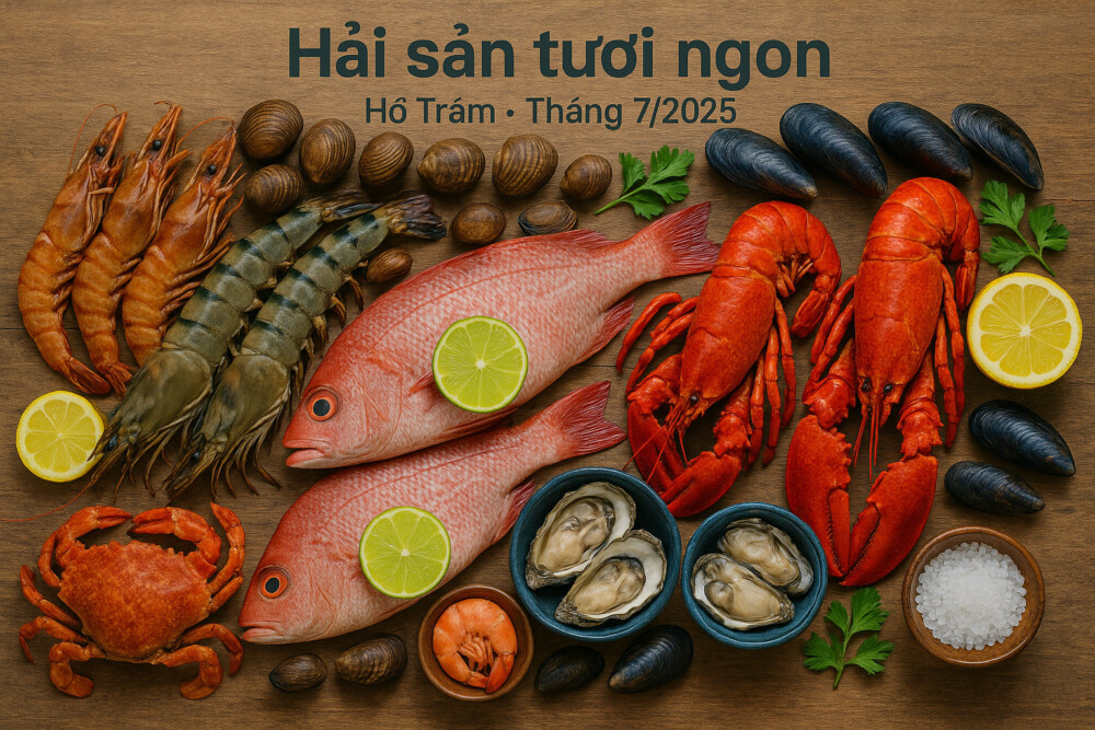 Hải sản tươi ngon Hồ Tràm tháng 7/2025