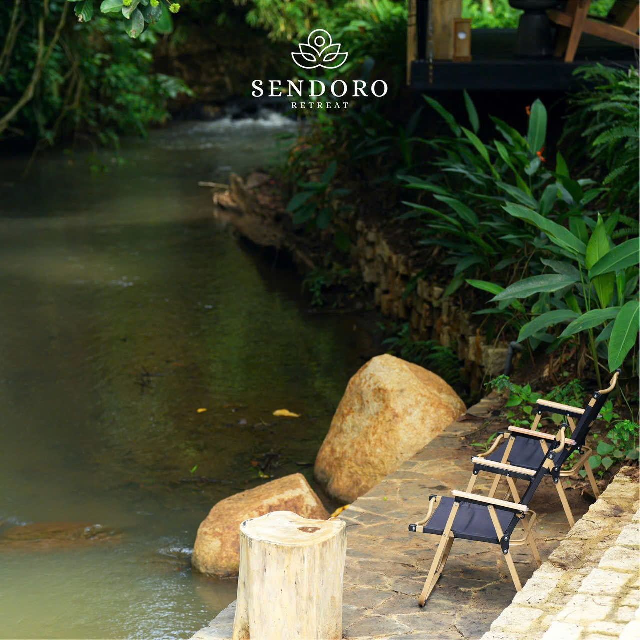 câu cá bên suối tại Sendoro Retreat Châu Đức